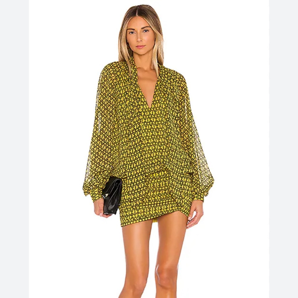 NWT LACADMIE The Maelle Mini Dress in Gold Chain small